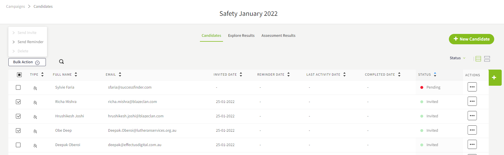 Bulk Candidate Actions